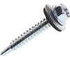 1W1 Screw, #10 to #16 Thread, 1 in L, Washer Head, Hex Drive, Type 17 Point, Steel, Galvanized, 122 PK